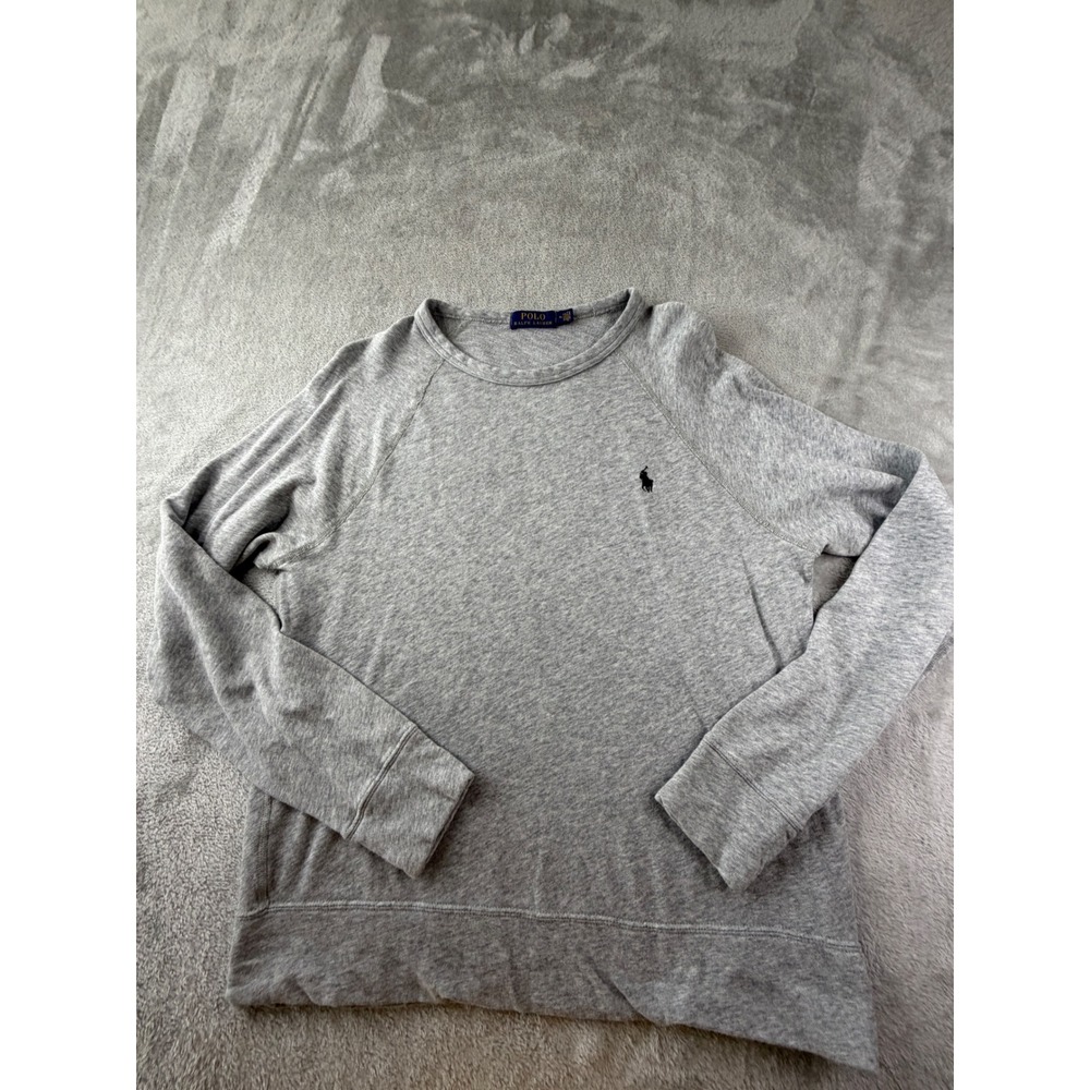 Polo Ralph Lauren Sweatshirt Mens Medium Gray Crewneck Raglan Sleeve Cotton